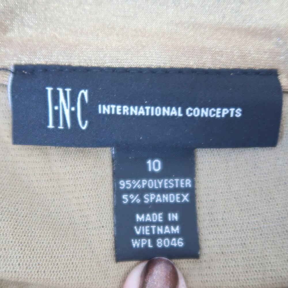 INC International Concepts Shiny Metallic Gold Pleated Maxi Skirt 10 - Picture 4 of 6